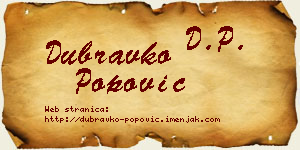 Dubravko Popović vizit kartica